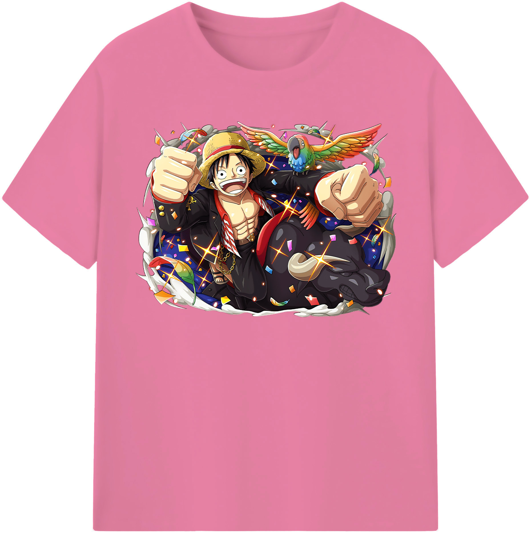 ワンピース モンキー・D・ルフィ ONE PIECE Monkey D. Luffy 綿100％半袖Tシャツ（フロントプリント）